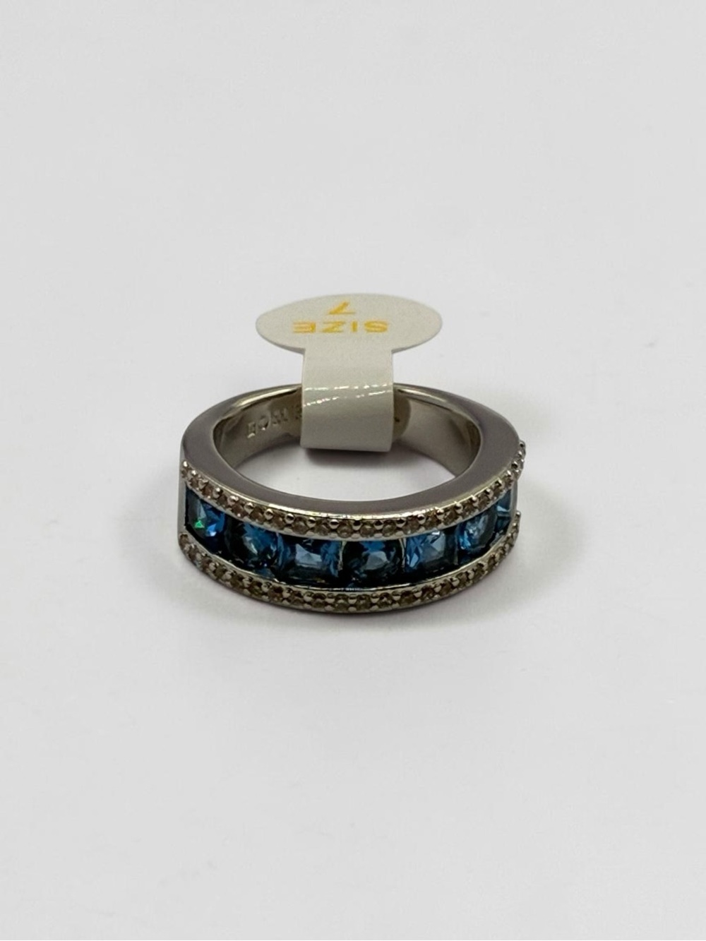 Bomb Party Sparkling Blue Crystal Band Ring Size 7